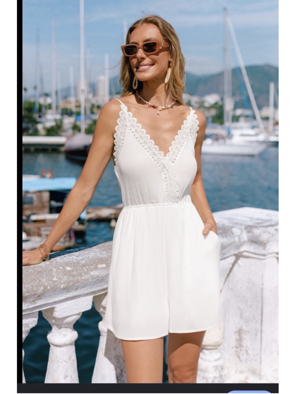 cupshe On Cloud Nine White Romper size M